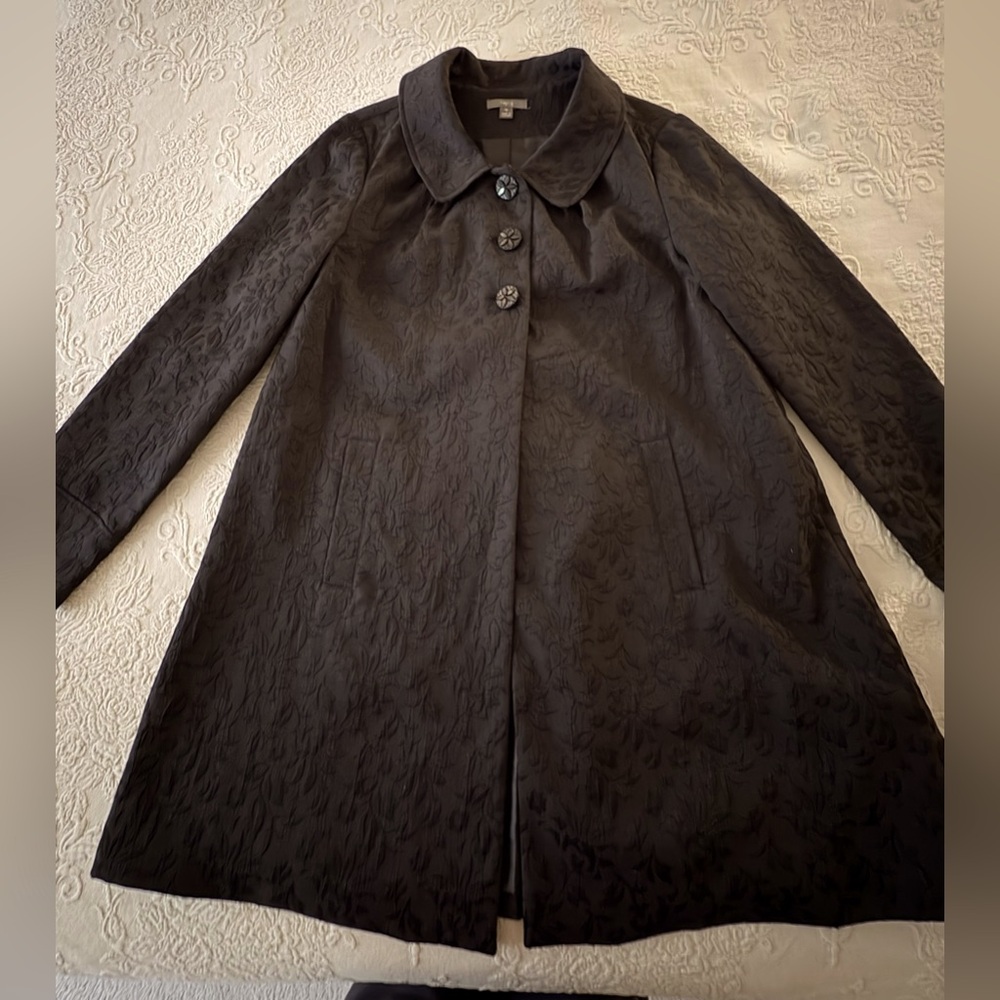 Apt 9 Black Brocade Dress Coat.  Sz M